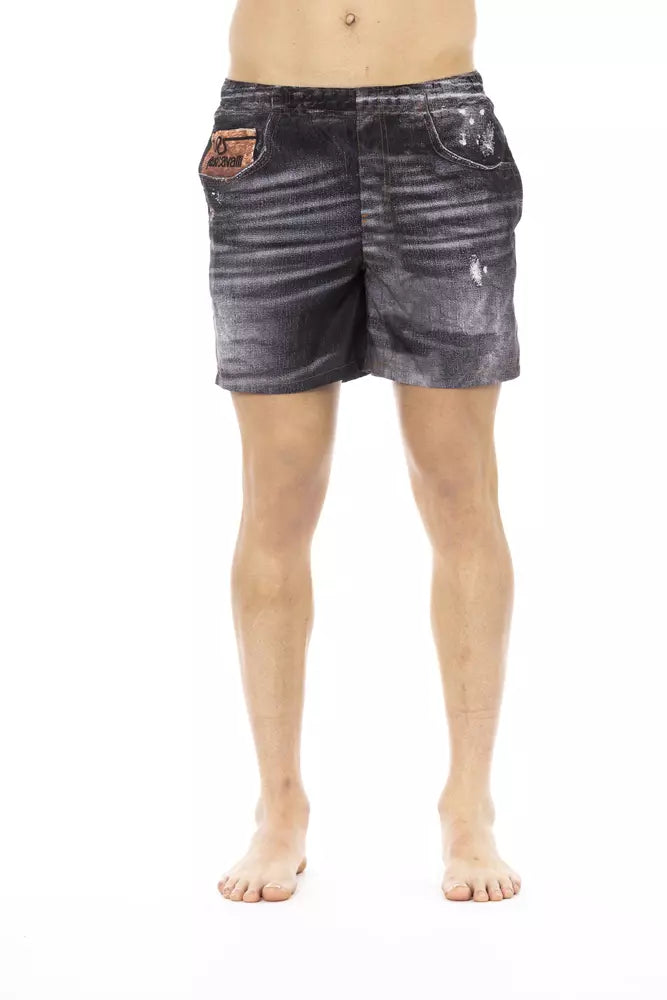 Black Polyester Men Swim Short - ventzia