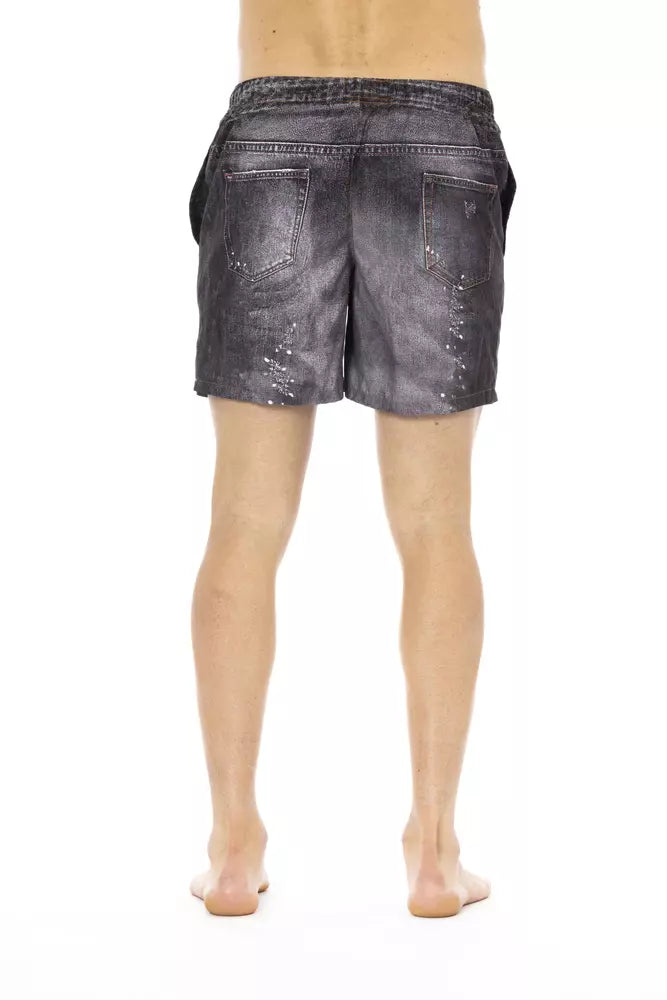 Black Polyester Men Swim Short - ventzia