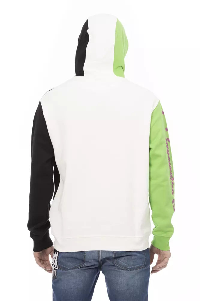White Cotton Men Sweater with Hood - ventzia