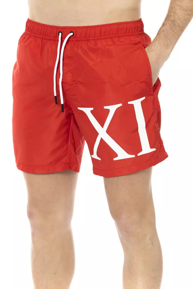 Red Polyester Men's Swim Short - ventzia