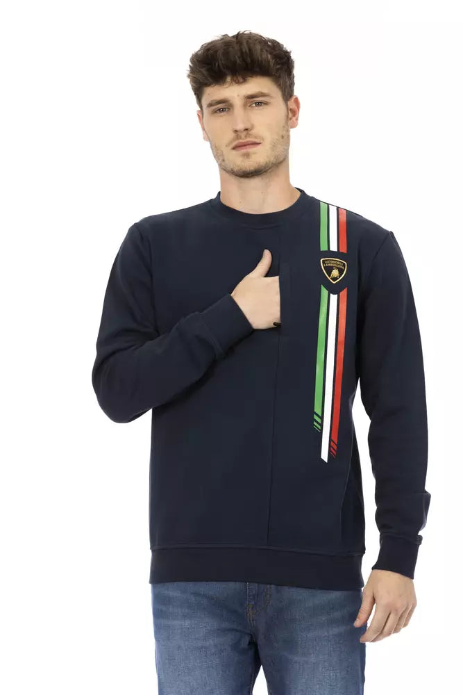 Blue Cotton Men Sweater with Chest Pocket - ventzia