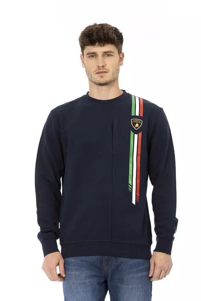 Blue Cotton Men Sweater with Chest Pocket - ventzia