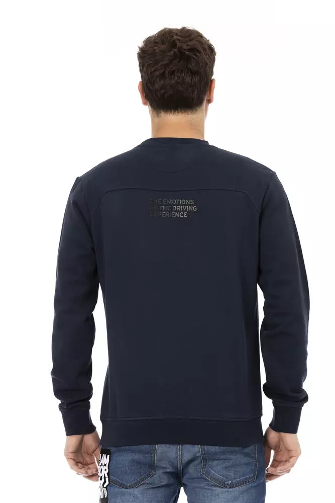 Blue Cotton Men Sweater with Chest Pocket - ventzia