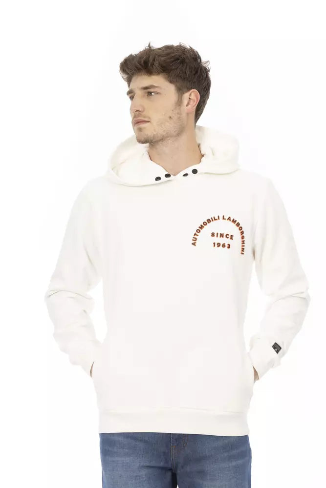 White Cotton Men Sweater with Pockets - ventzia