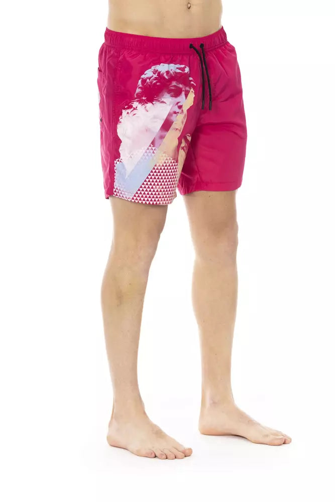 Fuchsia Polyester Men Swim Short - ventzia