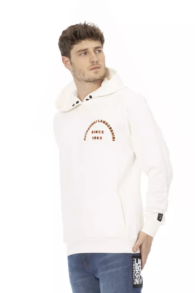 White Cotton Men Sweater with Pockets - ventzia