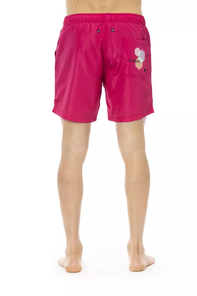 Fuchsia Polyester Men Swim Short - ventzia