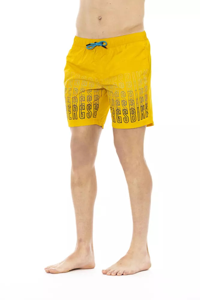 Yellow Polyester Men Swim Short - ventzia
