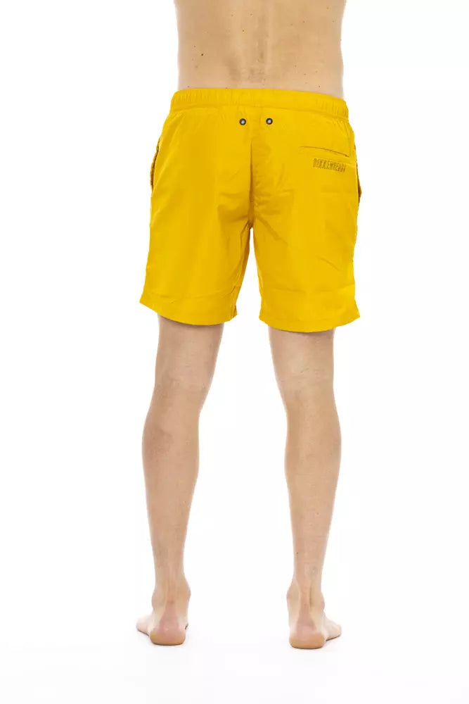 Yellow Polyester Men Swim Short - ventzia