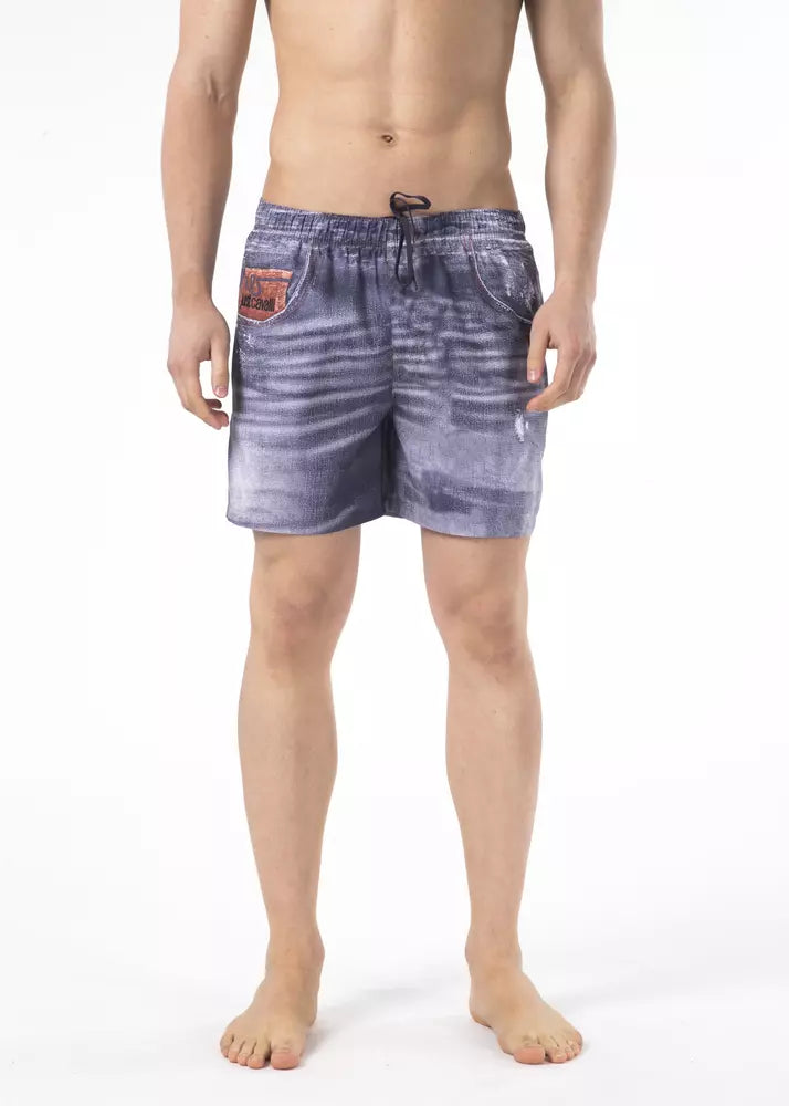 Blue Polyester Men Swim Shorts - ventzia