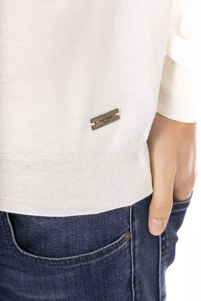 White Fabric Men Sweater - ventzia