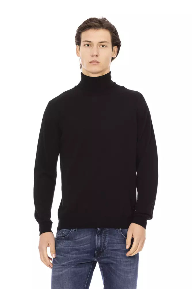 Black Fabric Men Sweater - ventzia