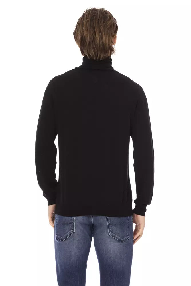 Black Fabric Men Sweater - ventzia