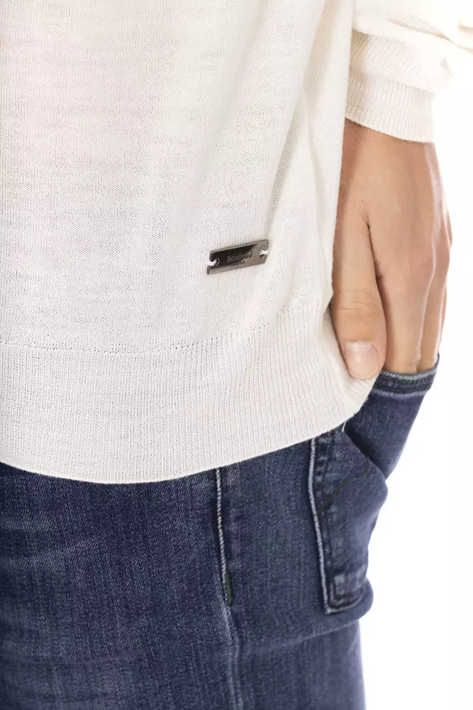 White Fabric Men Sweater - ventzia