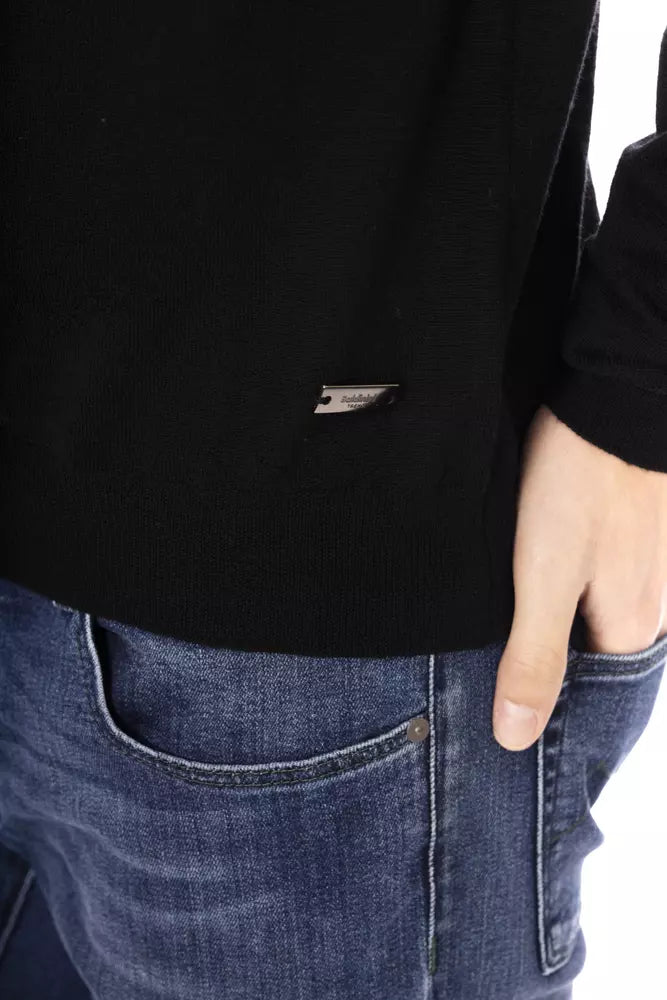 Black Fabric Men Sweater - ventzia