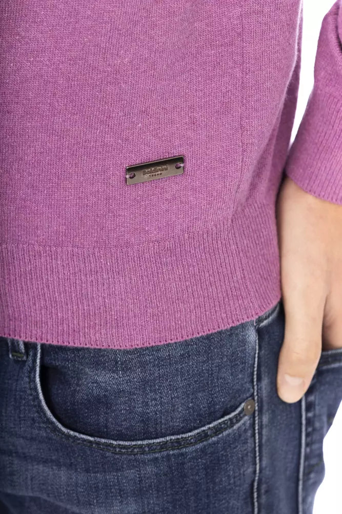 Purple Wool Men Sweater - ventzia