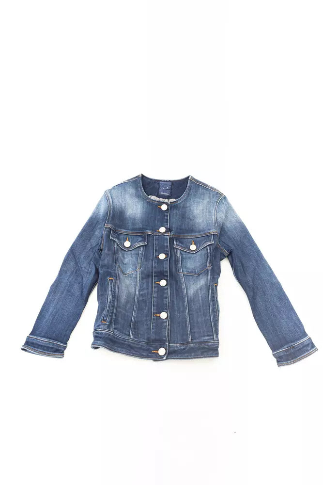 Blue Cotton Women Jacket - ventzia