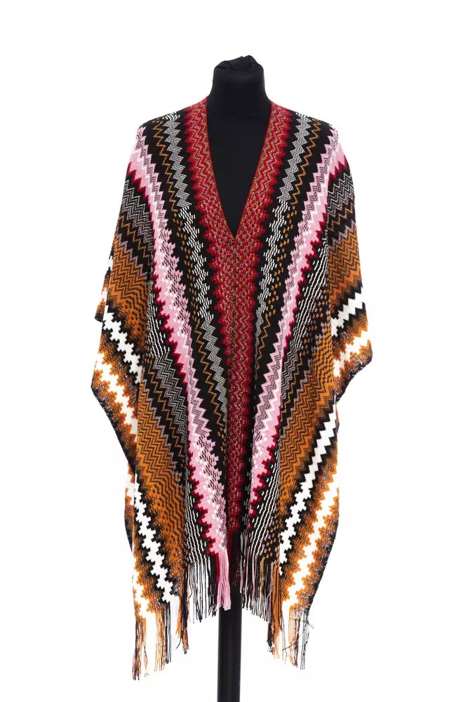 Multicolor Wool Women Poncho - ventzia