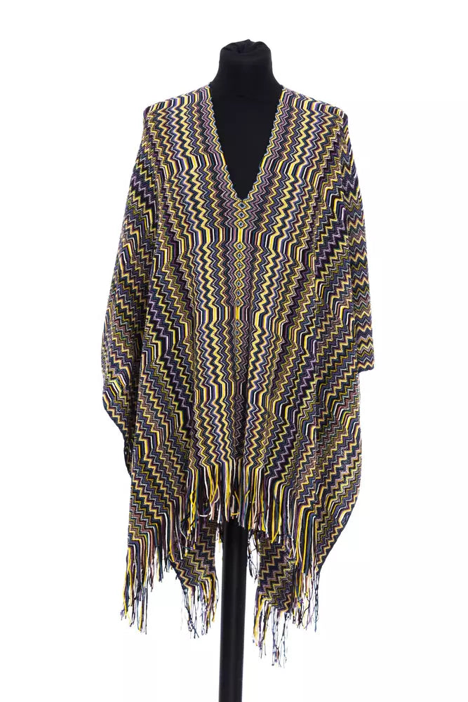 Multicolor Wool Women Poncho - ventzia
