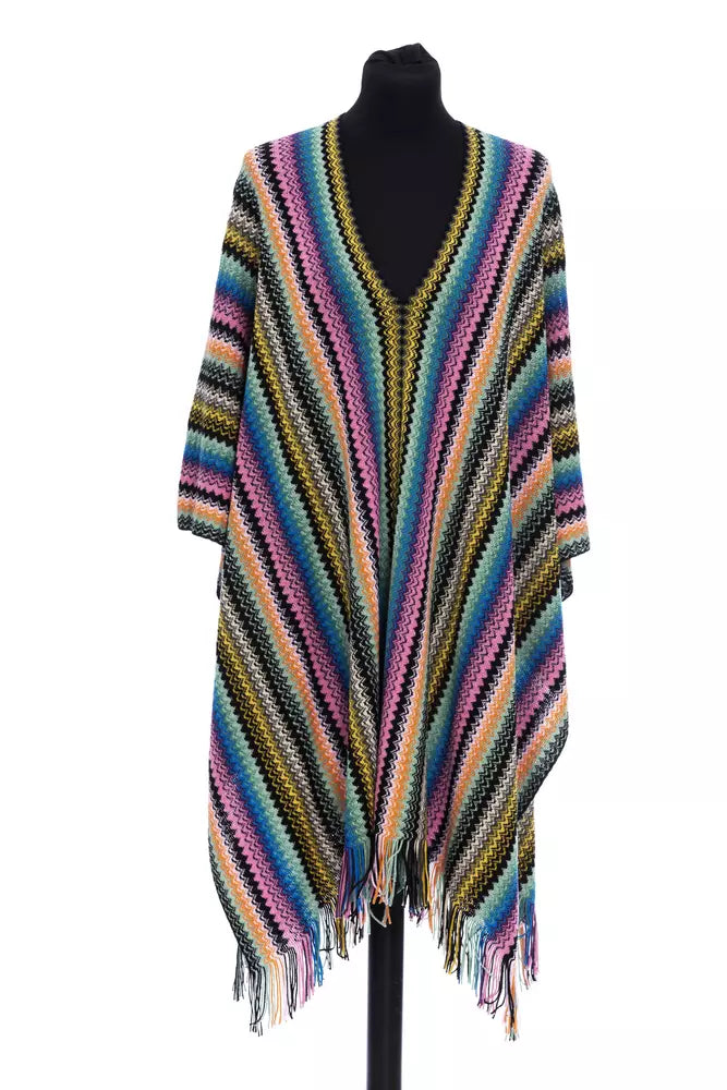Multicolor Wool Women Poncho - ventzia