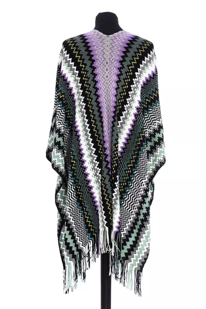Multicolor Wool Women Poncho - ventzia