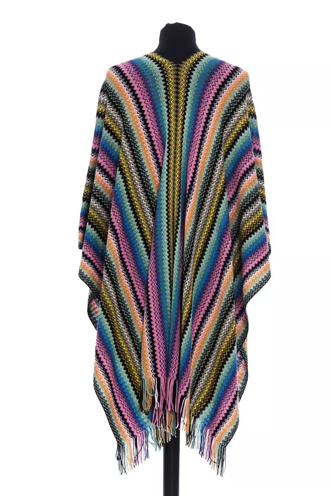 Multicolor Wool Women Poncho - ventzia