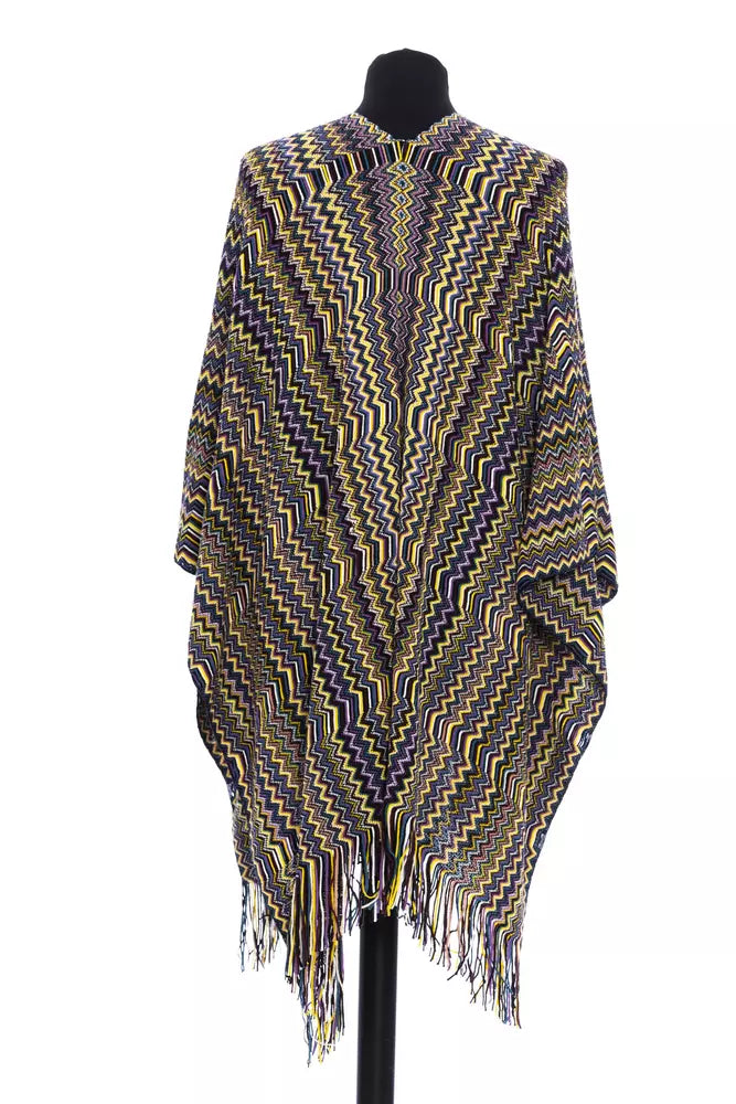 Multicolor Wool Women Poncho - ventzia