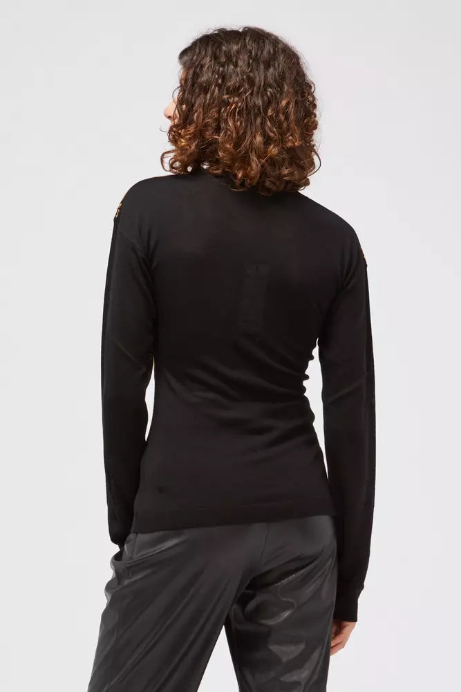 Black Wool Women Sweater - ventzia