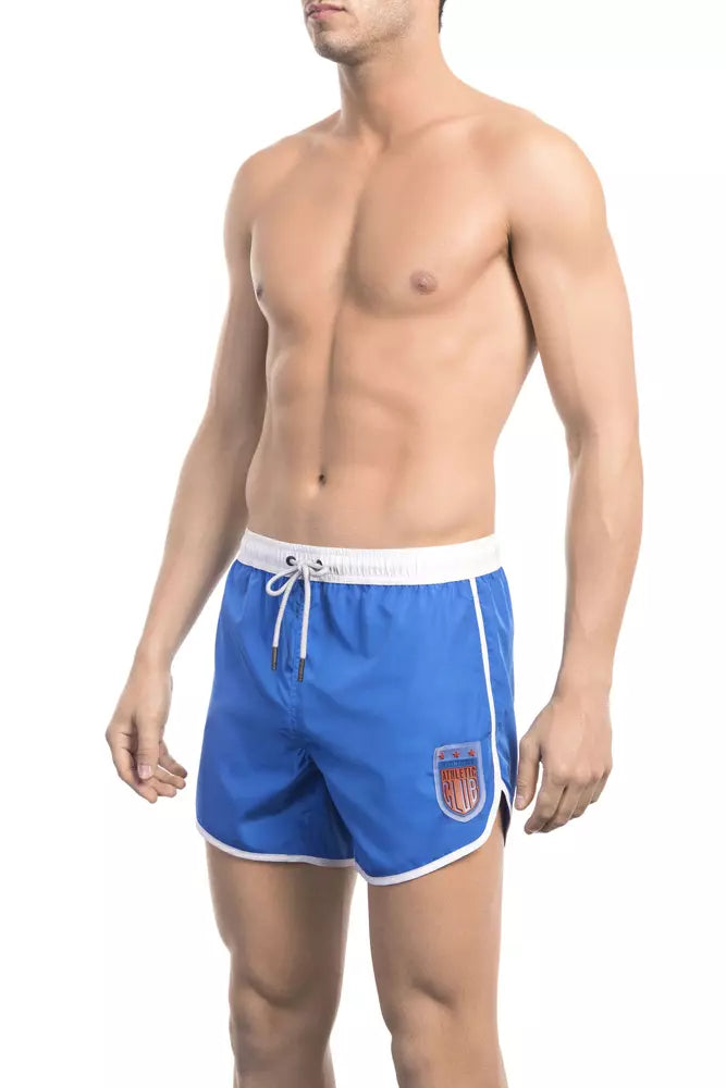Blue Polyester Men Swim Shorts - ventzia
