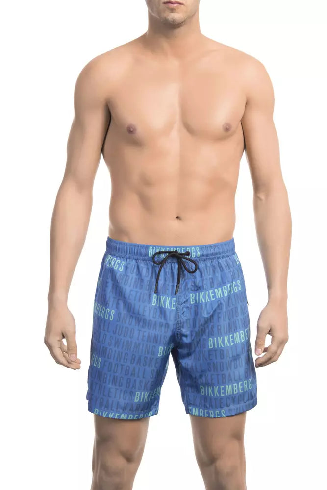 Blue Polyester Men Swim Short - ventzia
