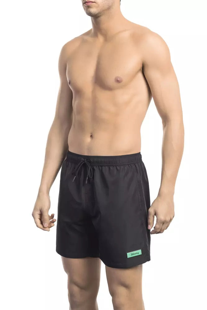 Black Polyester Men Swim Short - ventzia