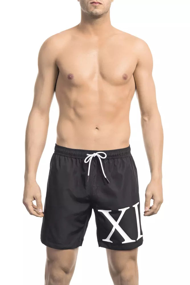 Black Polyester Men Swim Short - ventzia