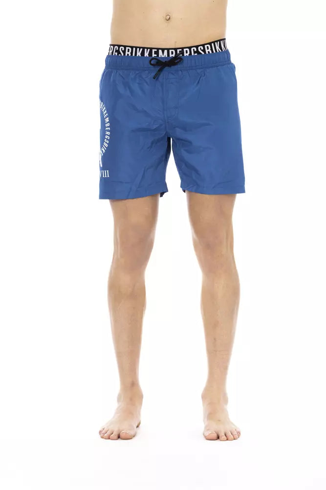 Blue Polyester Men Swim Short - ventzia