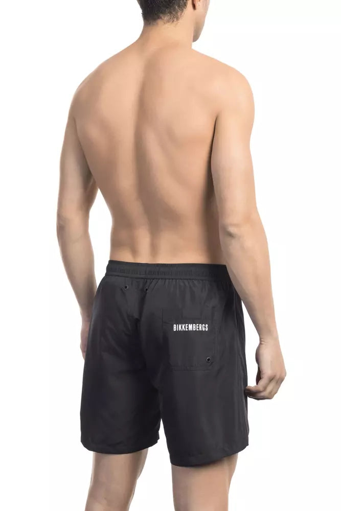 Black Polyester Men Swim Short - ventzia