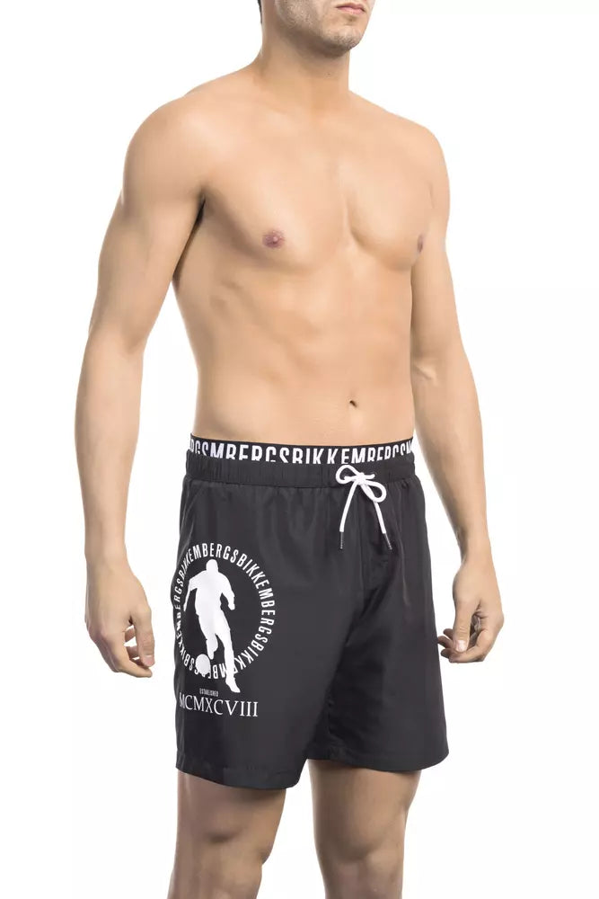 Black Polyester Men Swim Short - ventzia