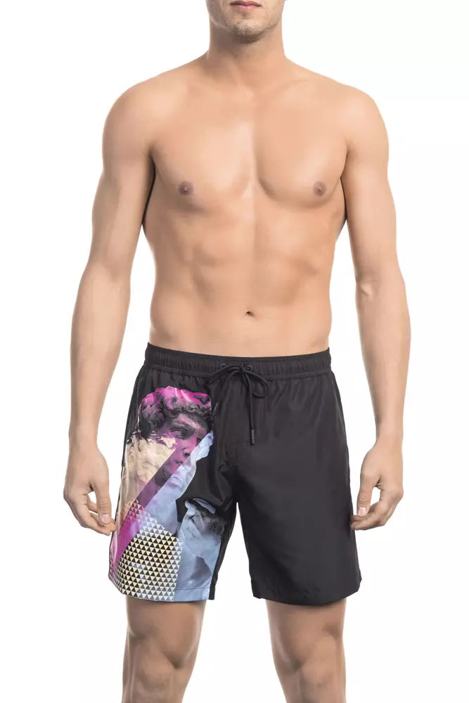 Black Polyester Men Swim Short - ventzia