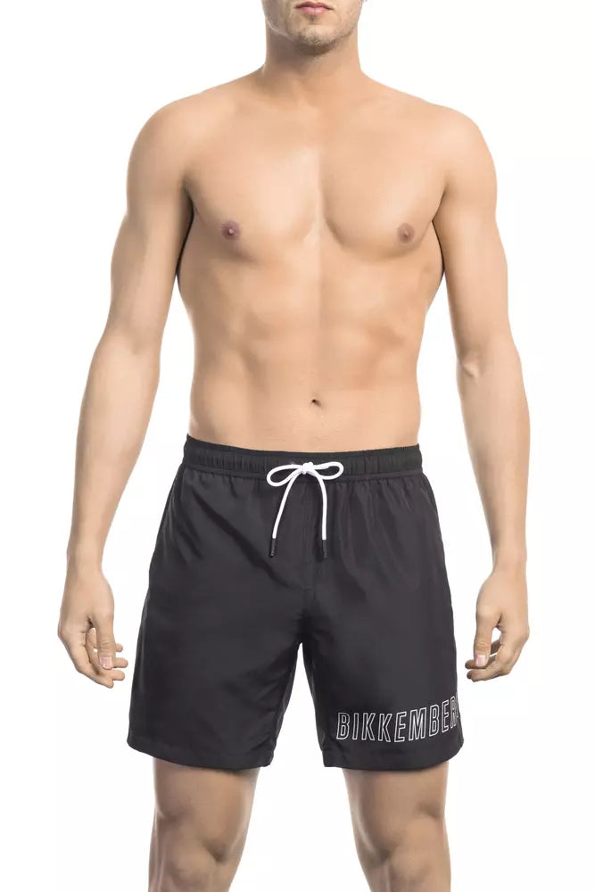 Black Polyester Men Swim Short - ventzia