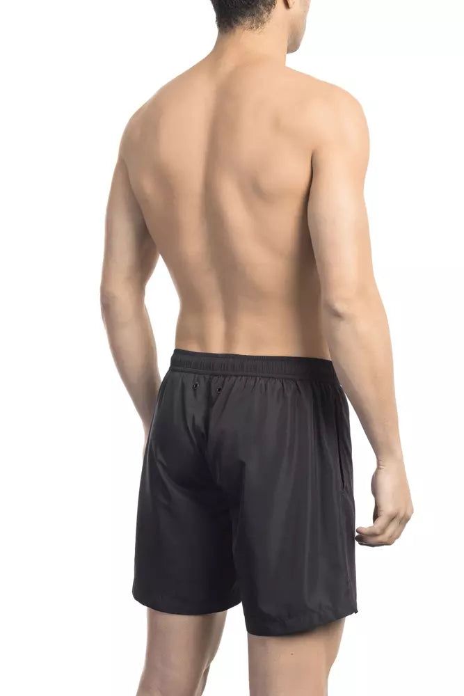 Black Polyester Men Swim Short - ventzia