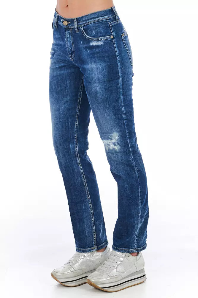 Blue Cotton Women Jeans - ventzia