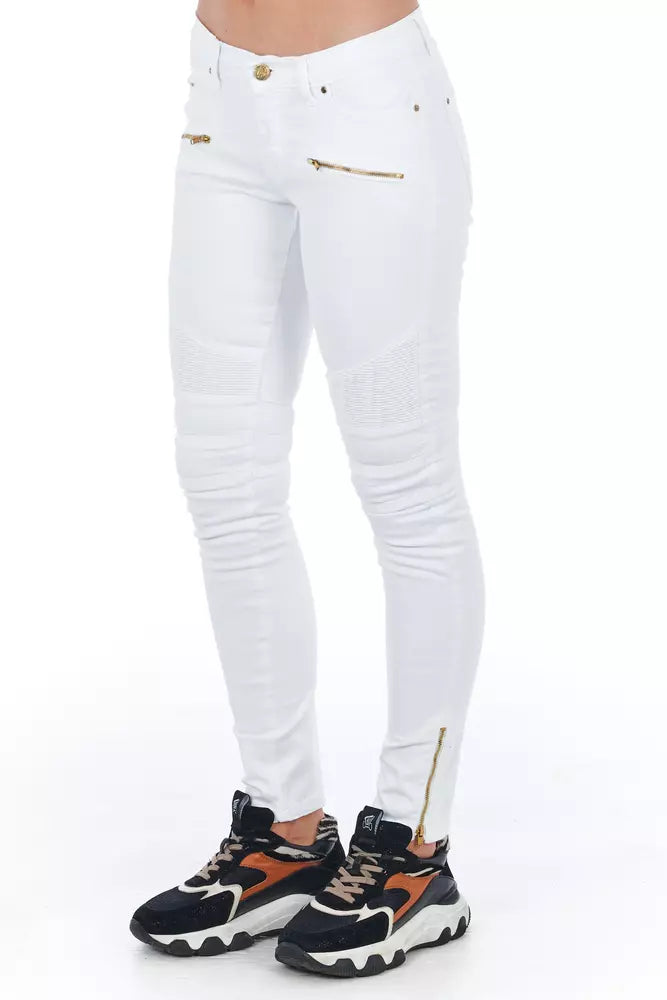 White Cotton Women Jeans - ventzia