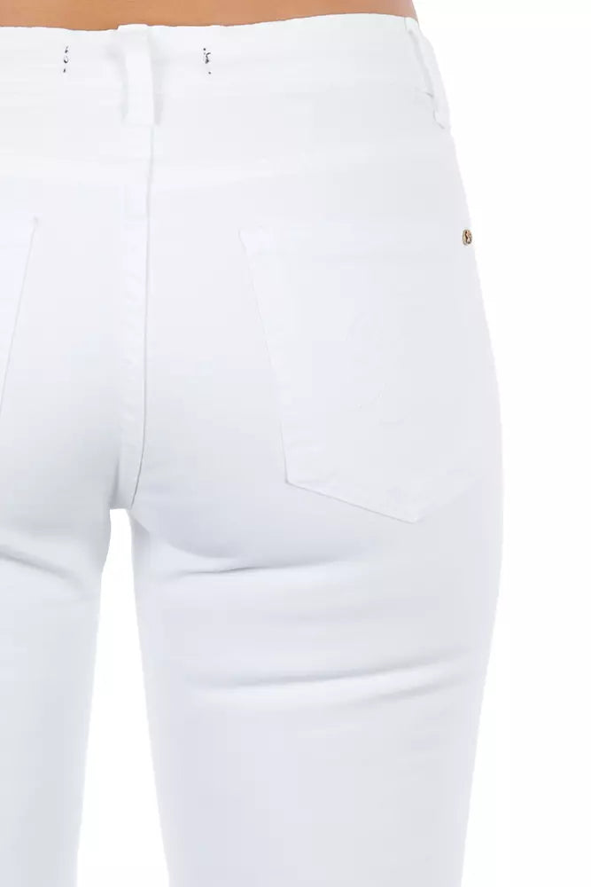 White Cotton Women Jeans - ventzia