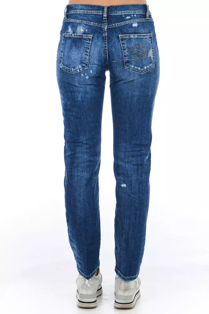 Blue Cotton Women Jeans - ventzia