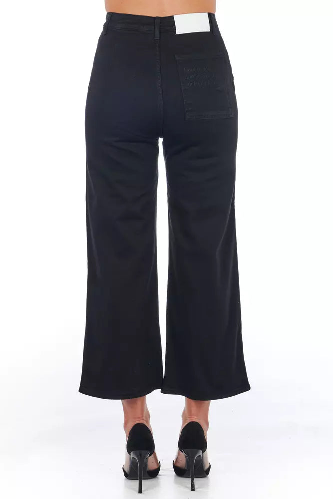 Black Cotton Women Cropped Trouser - ventzia