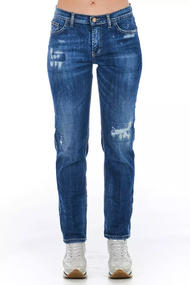 Blue Cotton Women Jeans - ventzia