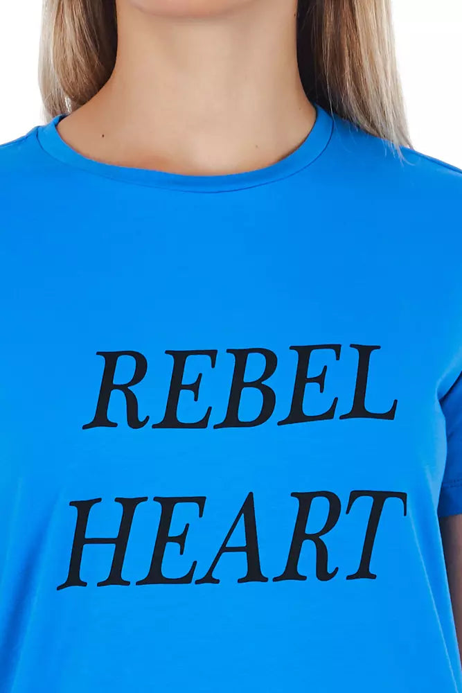 Light Blue Cotton Women T-Shirt - ventzia