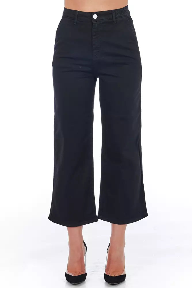 Black Cotton Women Cropped Trouser - ventzia