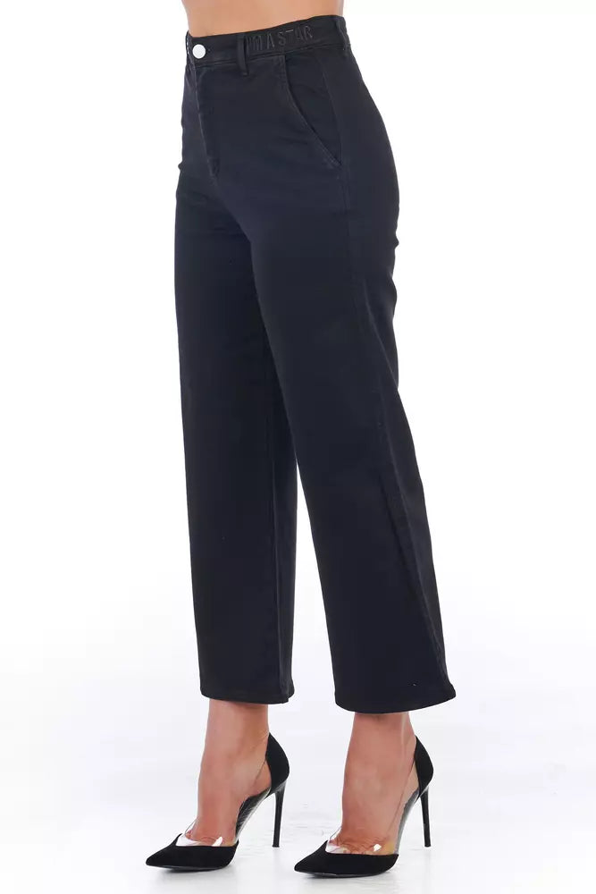 Black Cotton Women Cropped Trouser - ventzia