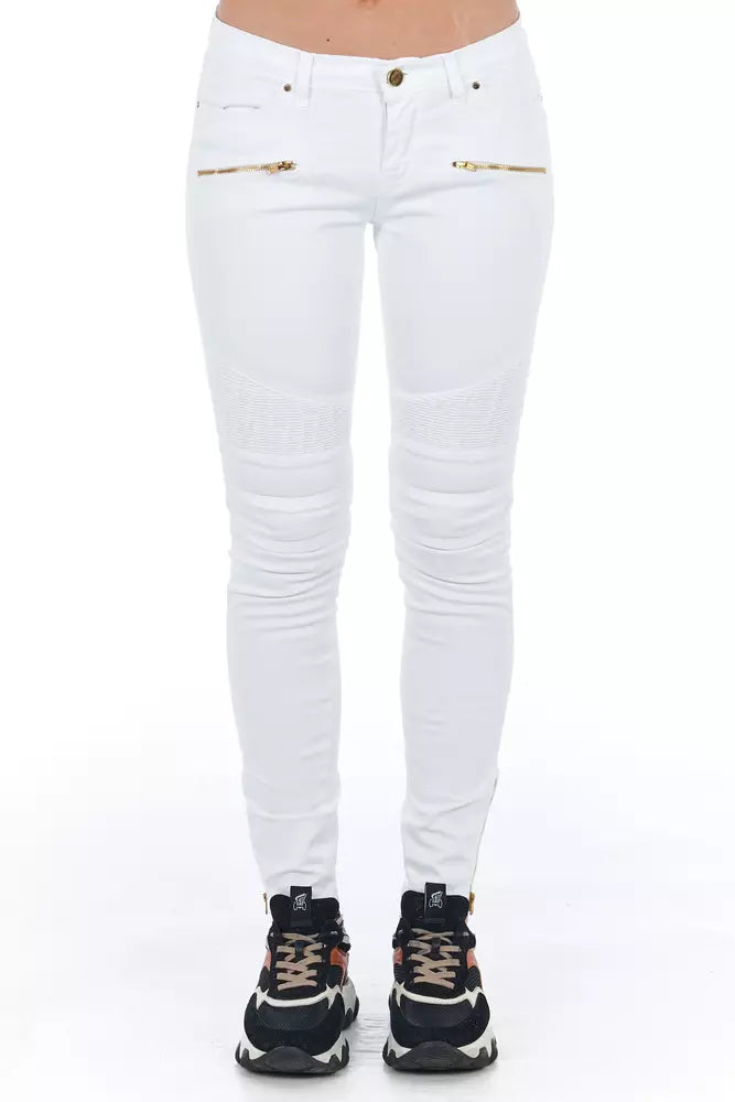 White Cotton Women Jeans - ventzia