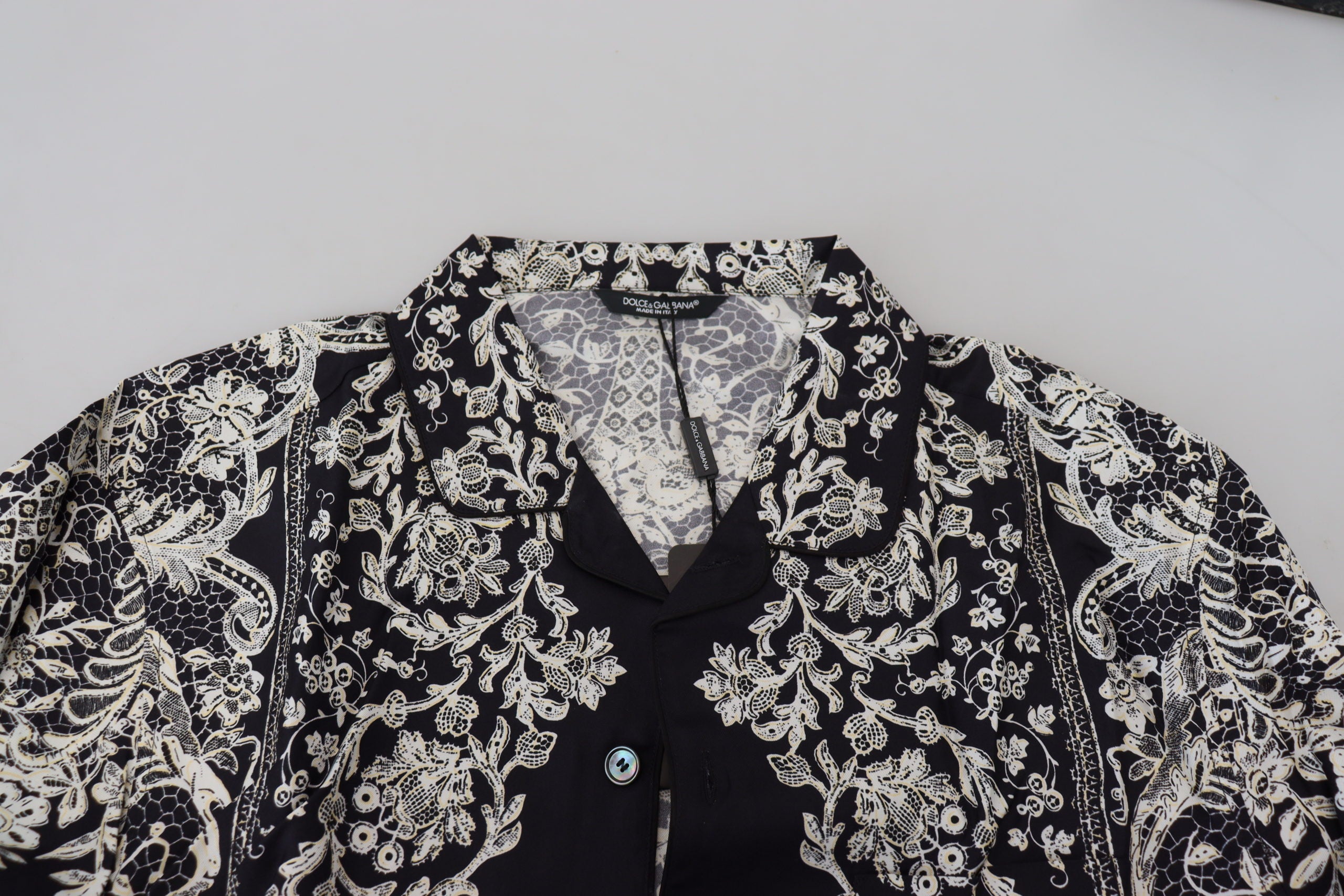 Blue Silk Floral Baroque Satin Casual Shirt - ventzia