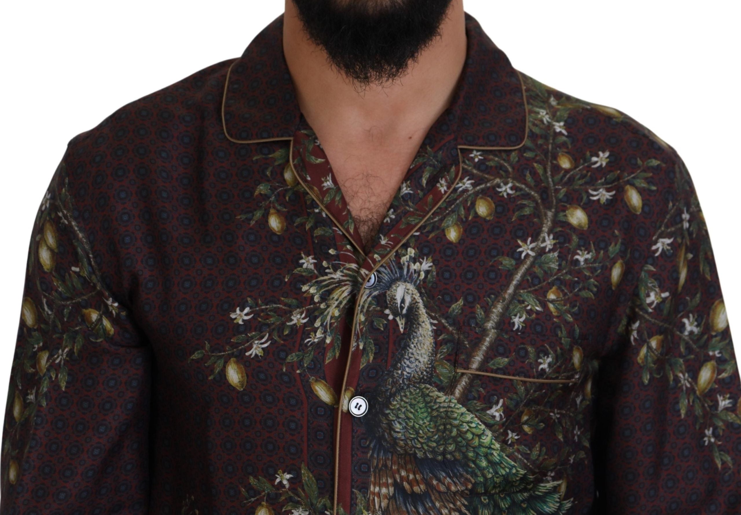 Bordeaux Ostrich Silk Satin Casual Mens Shirt - ventzia